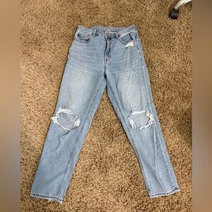 American Eagle Outfitters Sky Blue Distressed High Rise Jeans